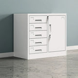 Off-White Steel Glass Doors Lockable Filing Cabinet Image - 14