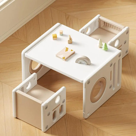 Off-White Toddler Activity Table Chair Set Two Seats Image - 1