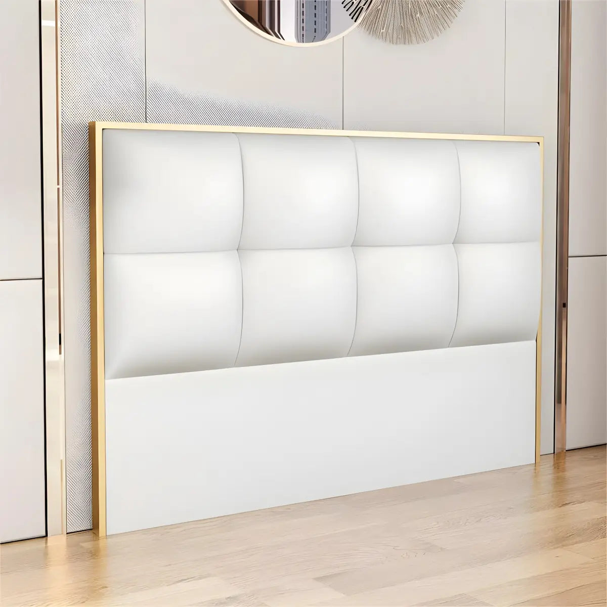 Off-White Tufted Rectangular Upholstered Headboard Image - 1