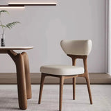 Off-White Upholstered Backrest Wooden Dining Chair Image - 12