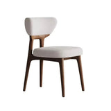 Off-White Upholstered Backrest Wooden Dining Chair Image - 13