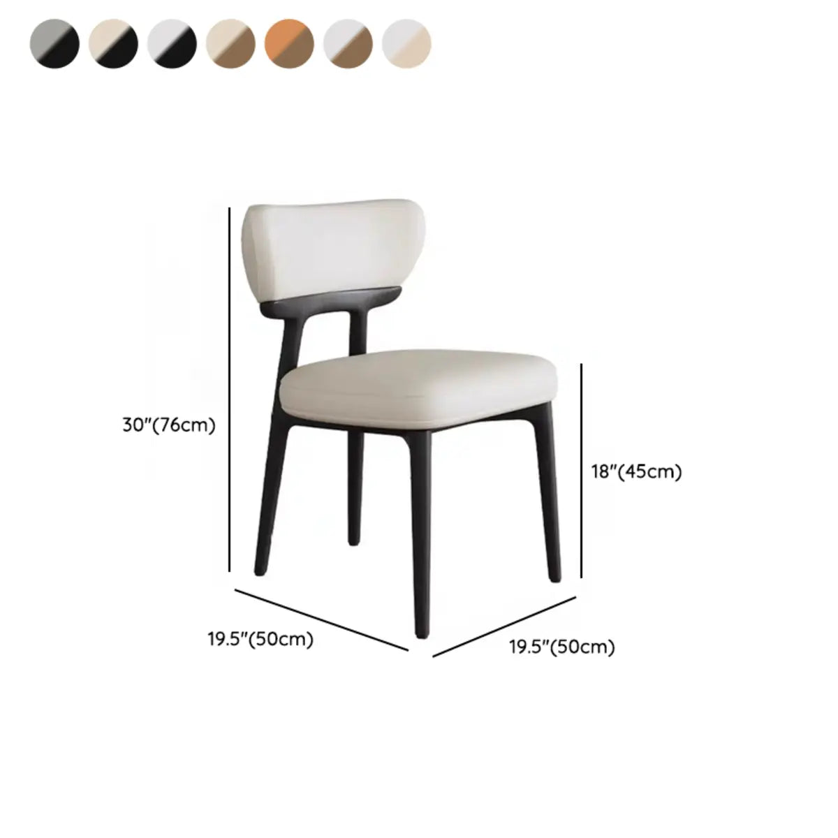 Off-White Upholstered Backrest Wooden Dining Chair 