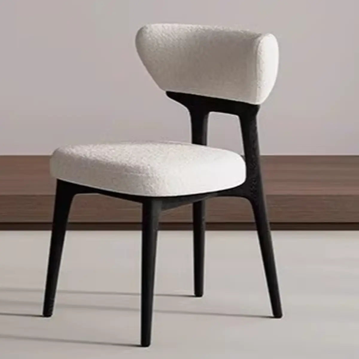 Off-White Upholstered Backrest Wooden Dining Chair Image - 7