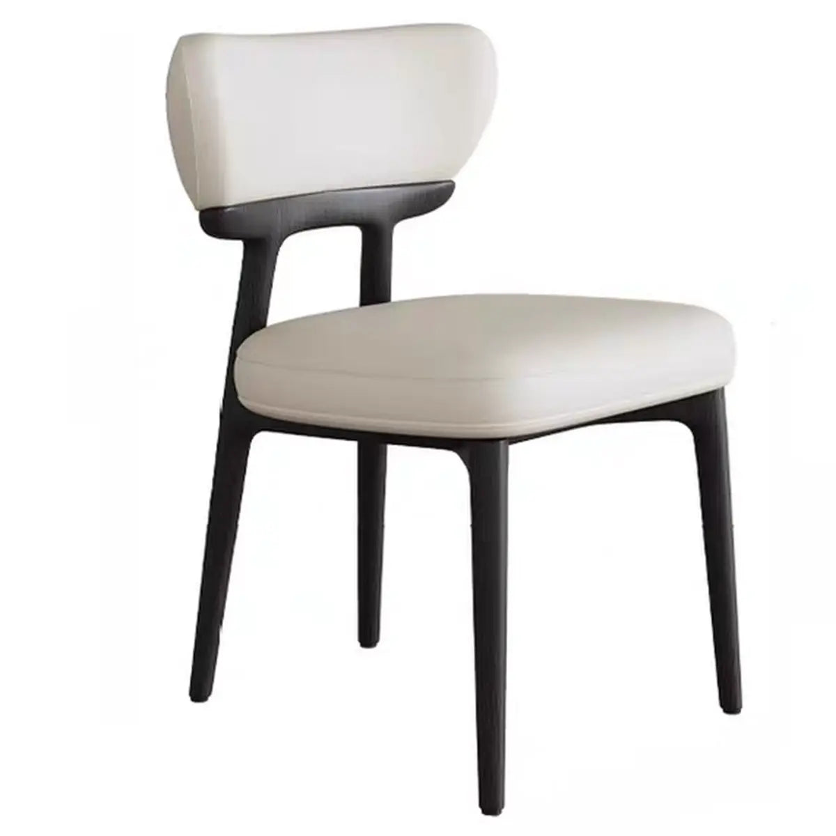 Off-White Upholstered Backrest Wooden Dining Chair Image - 11