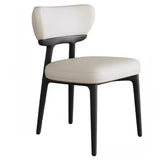 Off-White Upholstered Backrest Wooden Dining Chair Image - 11