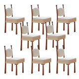 Off-White Upholstered Round Back Wood Dining Chair Image - 7