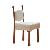 Off-White Upholstered Round Back Wood Dining Chair Image - 9