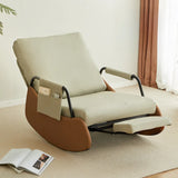 Off-White Upholstered Track Arm Metal Leg Rocking Chair Image - 7