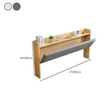 Off-White Upholstered Wood Queen Headboard with Shelves #size