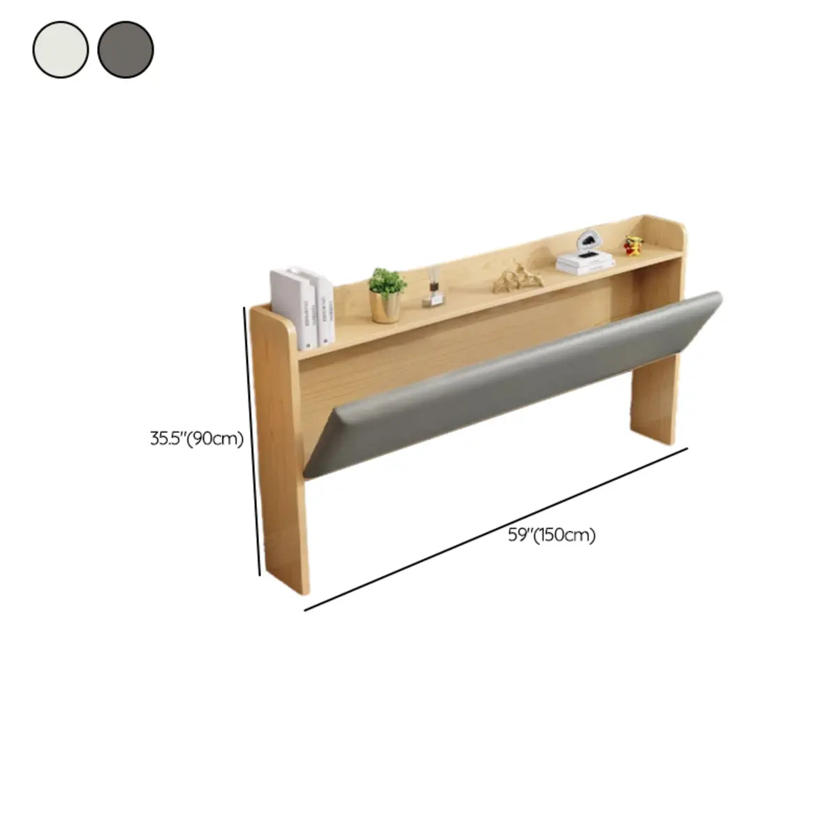 Off-White Upholstered Wood Queen Headboard with Shelves Image - 15