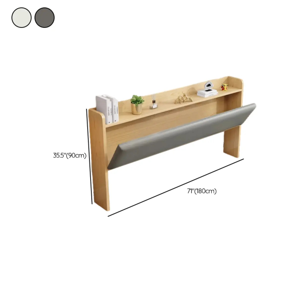 Off-White Upholstered Wood Queen Headboard with Shelves Image - 17