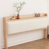 Off-White Upholstered Wood Queen Headboard with Shelves Image - 4