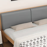 Off-White Upholstered Wood Queen Headboard with Shelves Image - 6