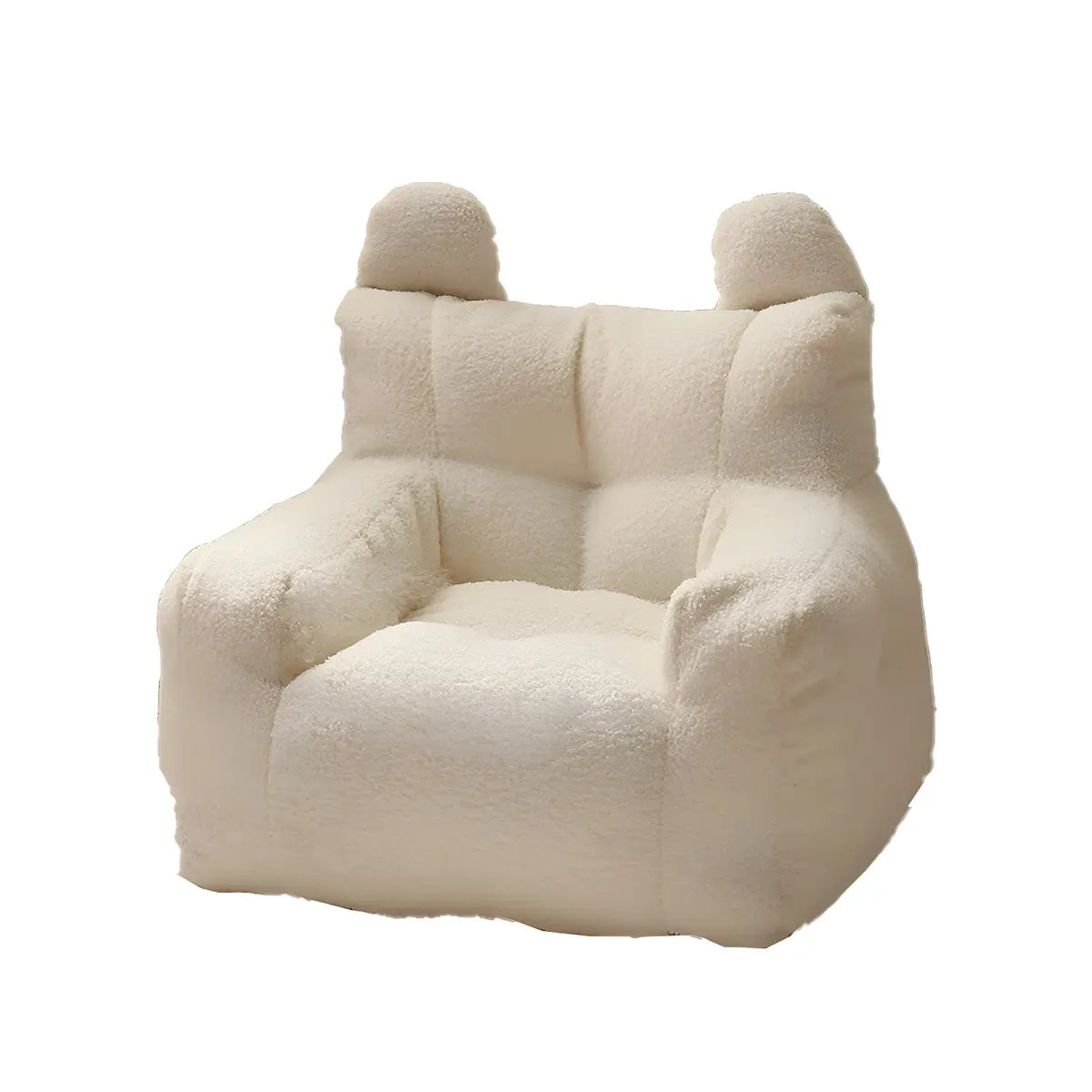 Off-White Velvet Lounge Bean Bag Sofa with Storage Image - 10