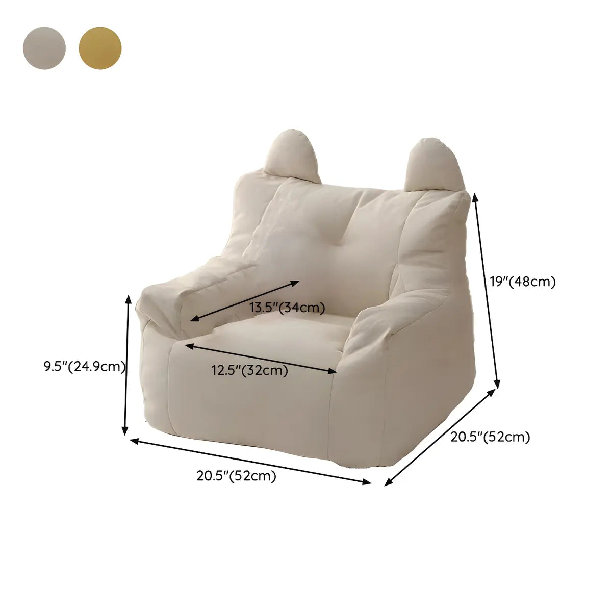 Off-White Velvet Lounge Bean Bag Sofa with Storage 