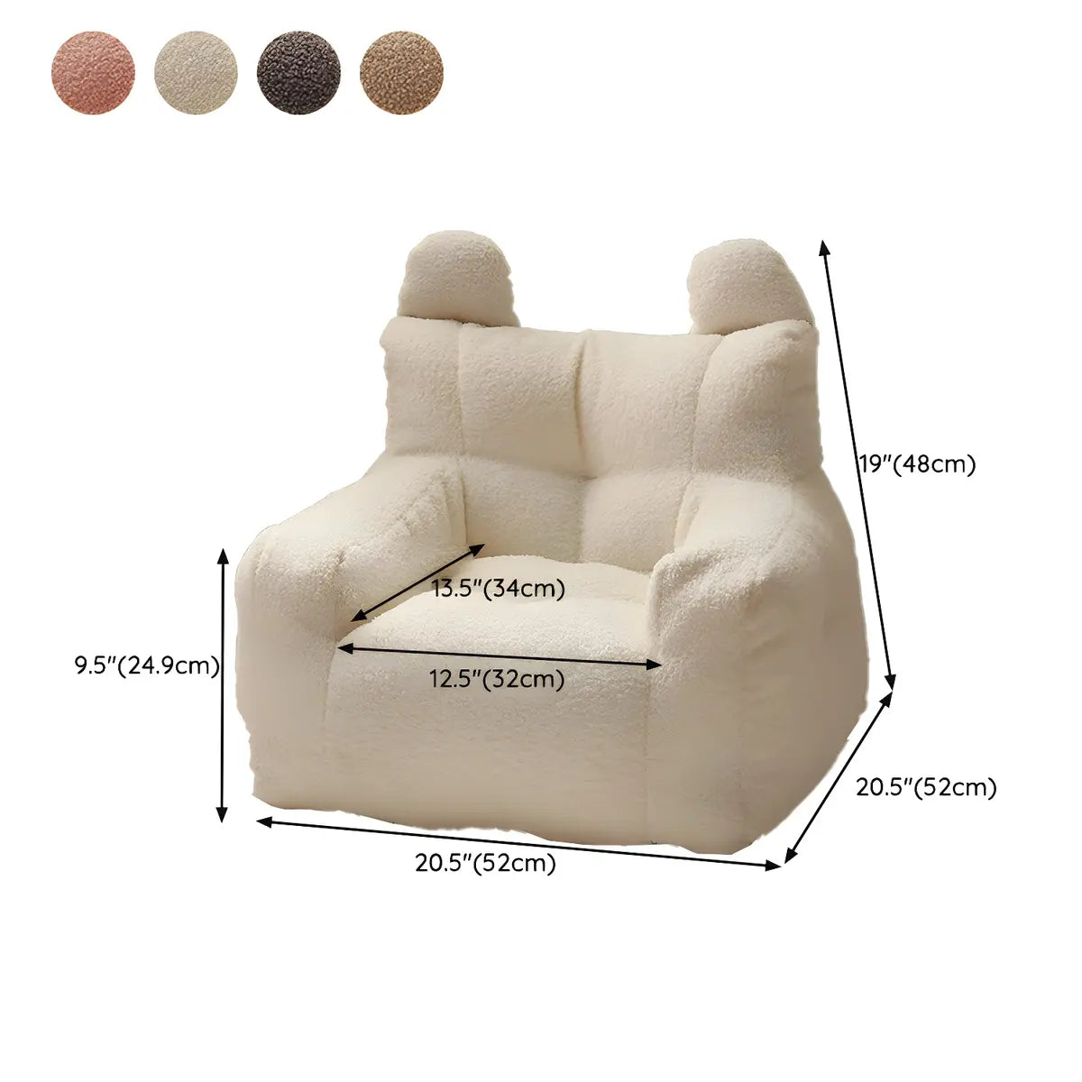 Off-White Velvet Lounge Bean Bag Sofa with Storage Image - 18