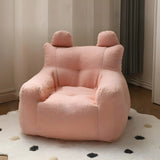 Off-White Velvet Lounge Bean Bag Sofa with Storage Image - 2