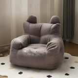 Off-White Velvet Lounge Bean Bag Sofa with Storage Image - 5