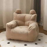 Off-White Velvet Lounge Bean Bag Sofa with Storage Image - 7