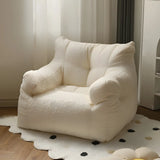 Off-White Velvet Lounge Bean Bag Sofa with Storage Image - 9