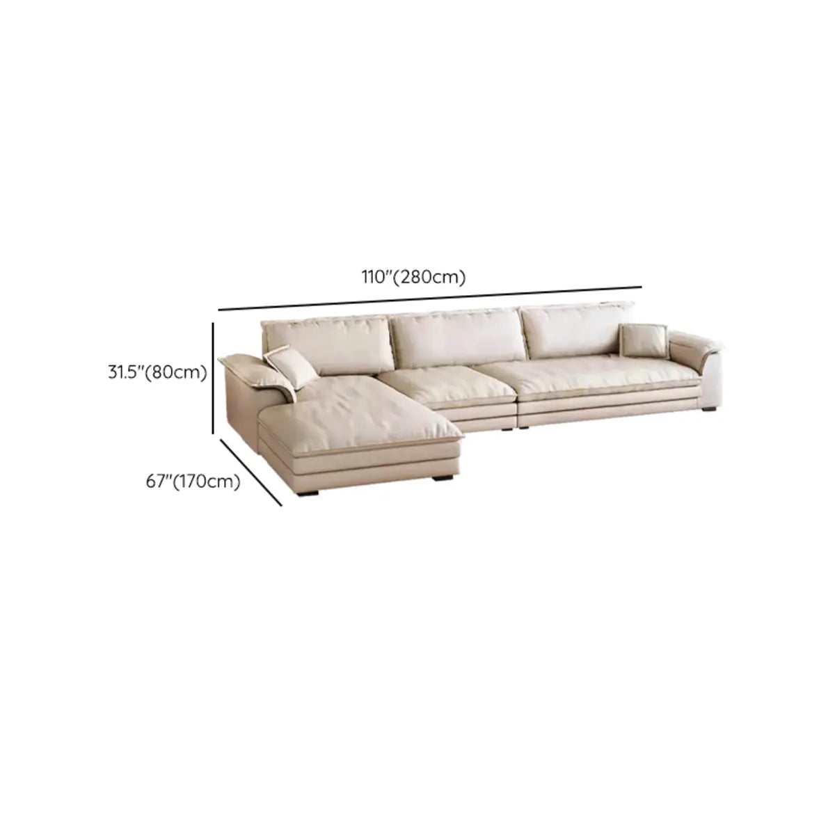 Off-White Water Resistant Leather Modular Sofa Chaise 