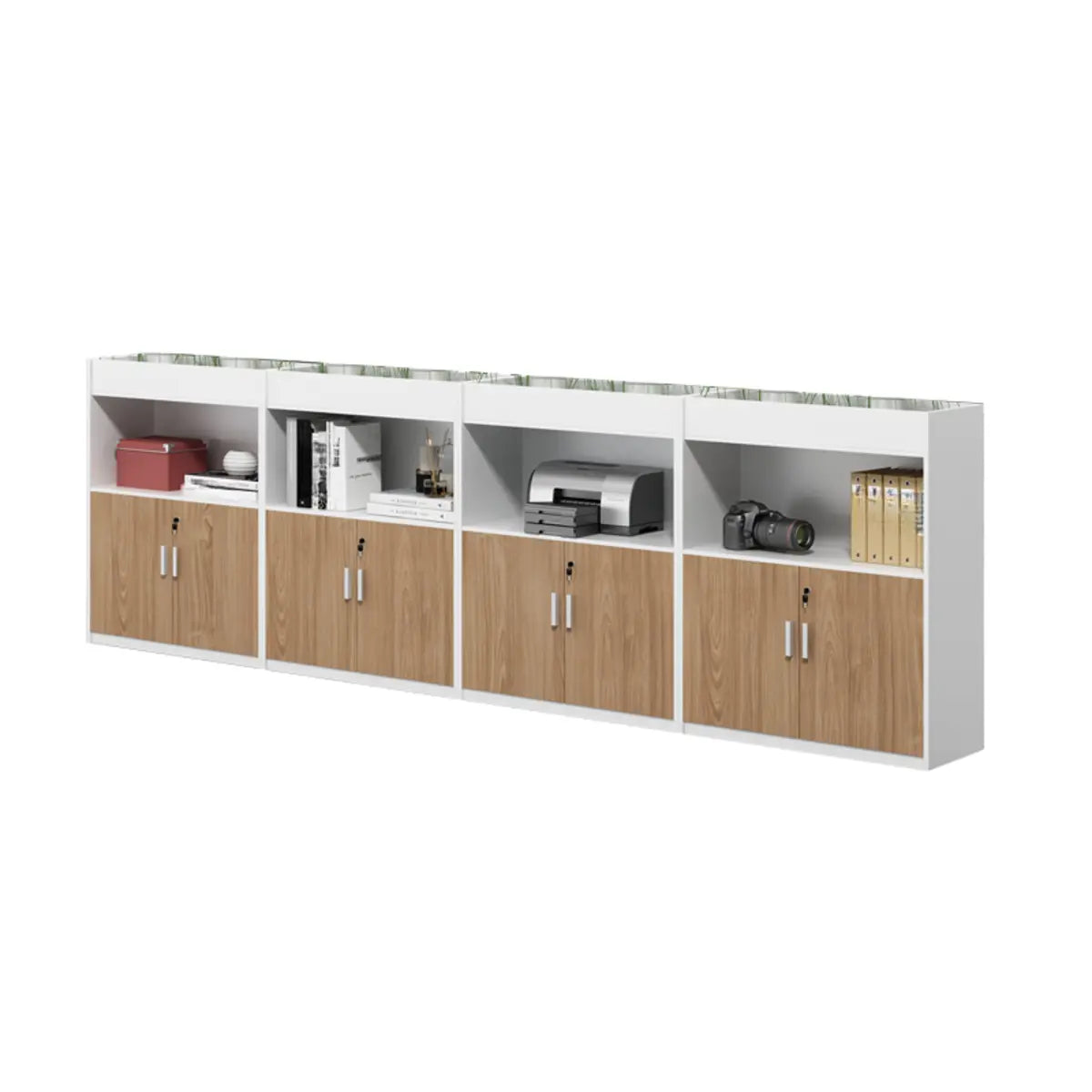 Office Rectangular Wood Natural Finish Storage Cabinet Image - 13