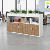 Office Rectangular Wood Natural Finish Storage Cabinet Image - 7