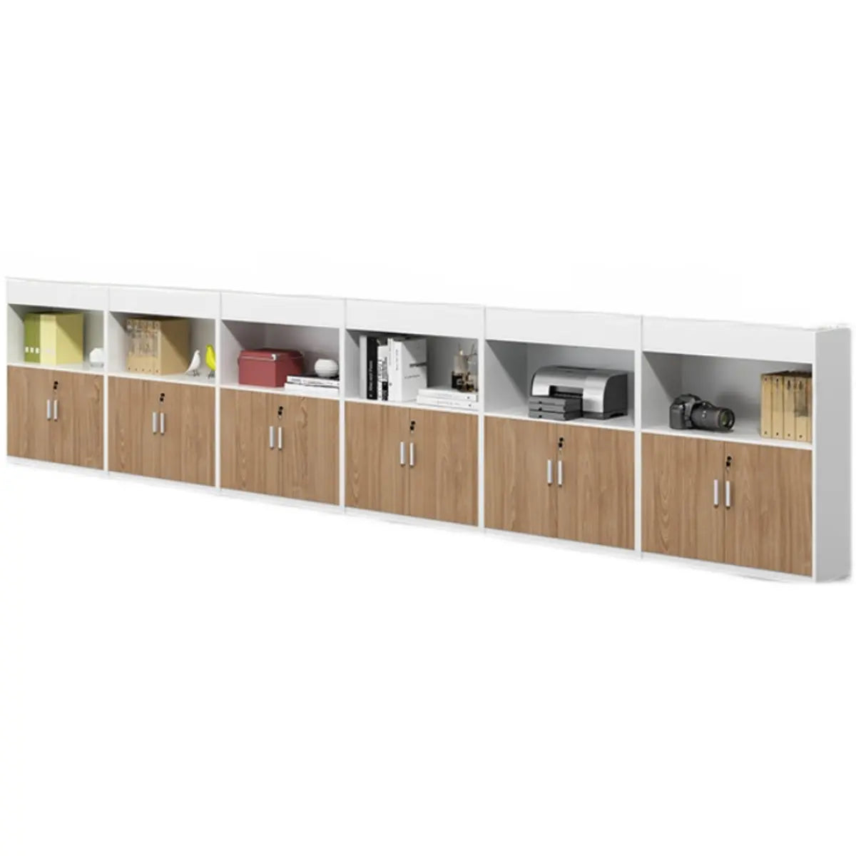 Office Rectangular Wood Natural Finish Storage Cabinet Image - 8