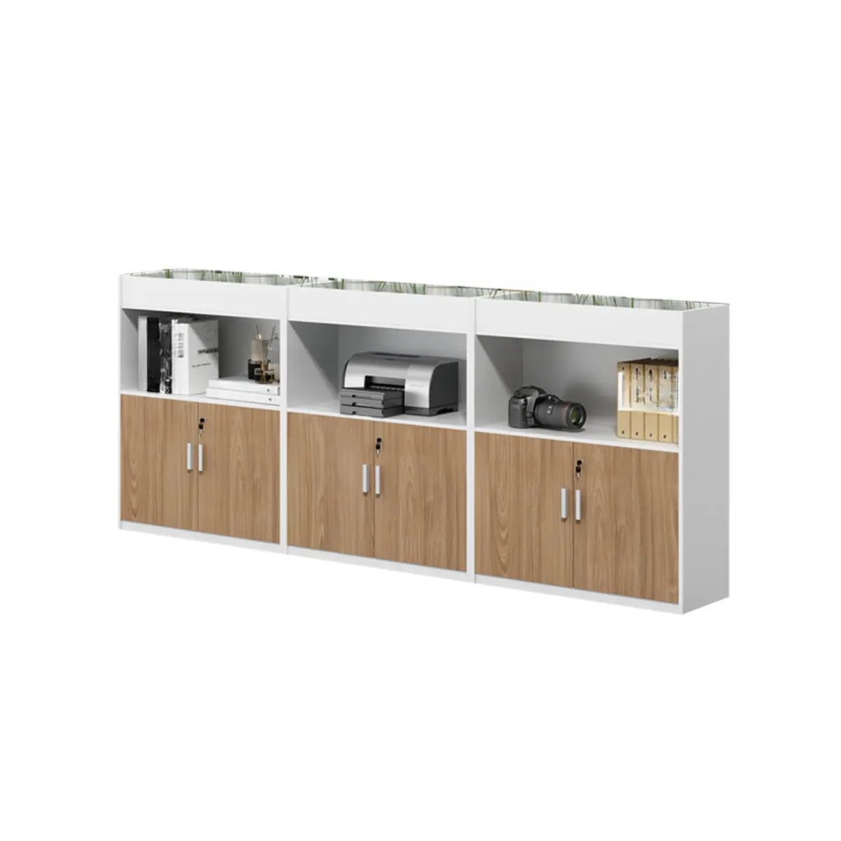 Office Rectangular Wood Natural Finish Storage Cabinet Image - 9