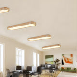 Office Rustic Wooden Strip Flush Mount Ceiling Light Image - 2