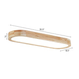 Office Rustic Wooden Strip Flush Mount Ceiling Light Image - 6