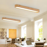 Office Rustic Wooden Strip Flush Mount Ceiling Light Image - 9