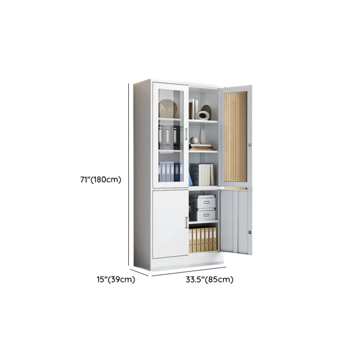 Office Vertical Steel White Clear View Doors Storage Cabinet 