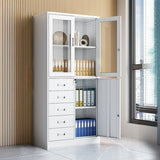 Office Vertical Steel White Clear View Doors Storage Cabinet Image - 7