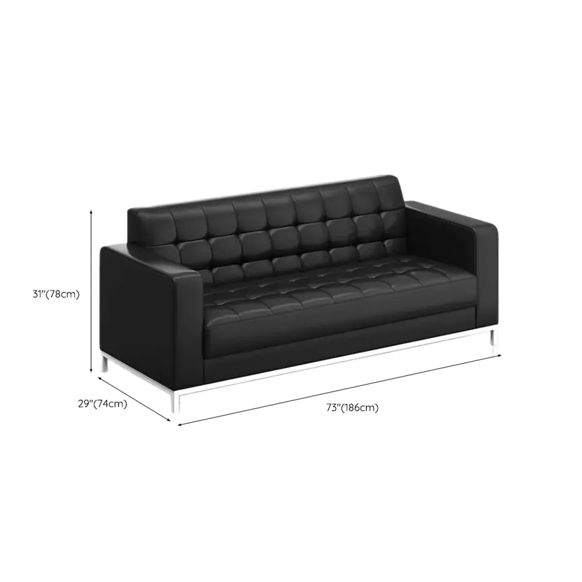 Office White Frame Black Faux Leather Reception Sofa Image - 10