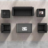 Office White Frame Black Faux Leather Reception Sofa Image - 3