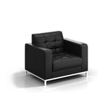 Office White Frame Black Faux Leather Reception Sofa Image - 5