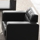 Office White Frame Black Faux Leather Reception Sofa Image - 6