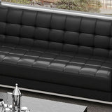 Office White Frame Black Faux Leather Reception Sofa Image - 7