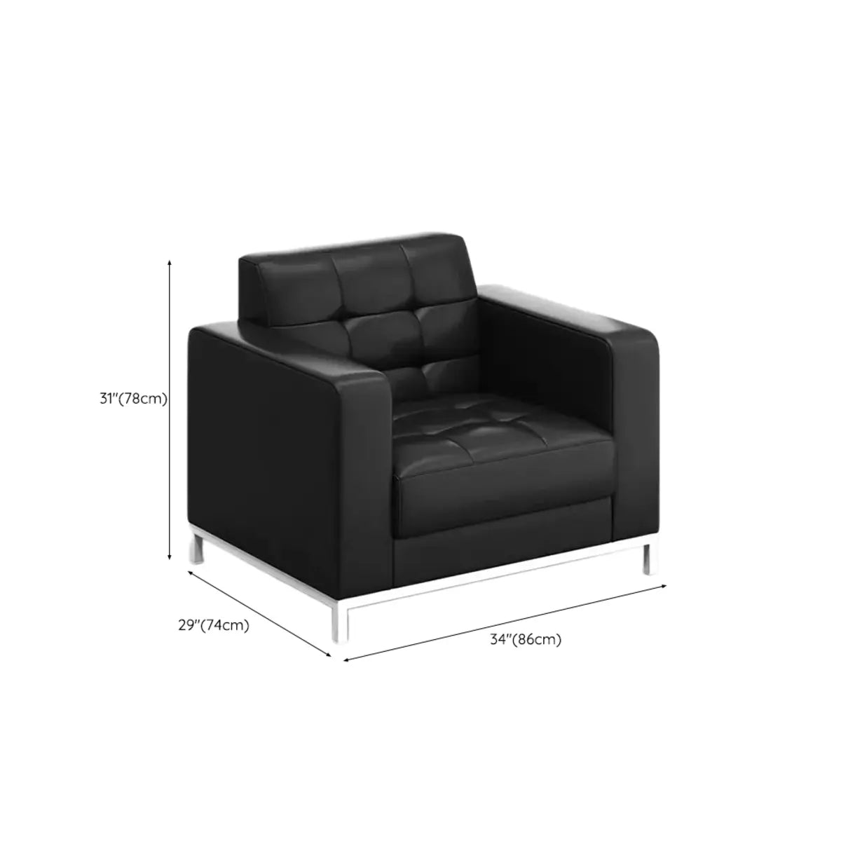 Office White Frame Black Faux Leather Reception Sofa 