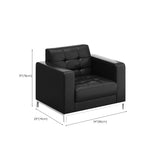 Office White Frame Black Faux Leather Reception Sofa #size