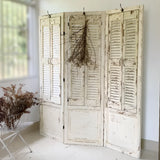 Old Beige Shutter Wood Decorative Folding Room Divider Image - 1