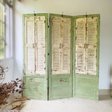 Old Beige Shutter Wood Decorative Folding Room Divider Image - 10