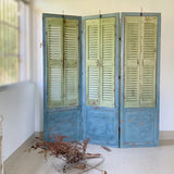 Old Beige Shutter Wood Decorative Folding Room Divider Image - 13