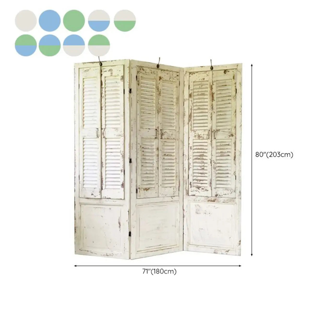 Old Beige Shutter Wood Decorative Folding Room Divider 