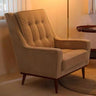 Olive Green Flannel Tufted Back Four Legs Arm Chair Image - 6