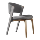 Open Back Faux Leather Seat Metal Dining Chairs Beige Image - 20