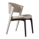 Open Back Faux Leather Seat Metal Dining Chairs Beige Image - 22