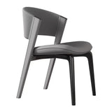 Open Back Faux Leather Seat Metal Dining Chairs Beige Image - 23