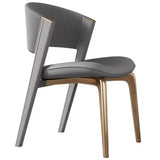 Open Back Faux Leather Seat Metal Dining Chairs Beige Image - 3